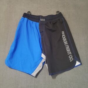 Shogun Fight Co MMA Shorts Mens 36 Blue Black Split Two Tone Grappling Training